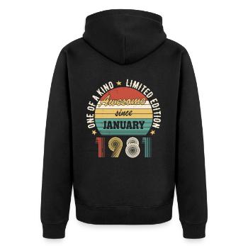 Génial depuis janvier 1981 édition limitée - Veste à capuche bio Premium Unisexe - noir - Dos - Nico (187cm)