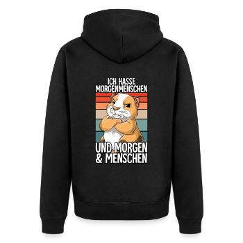 Ich Hasse Morgenmenschen Meerschweinchen - Unisex Premium Bio Zip Hoodie - Schwarz - Hinten - Nico (187cm)