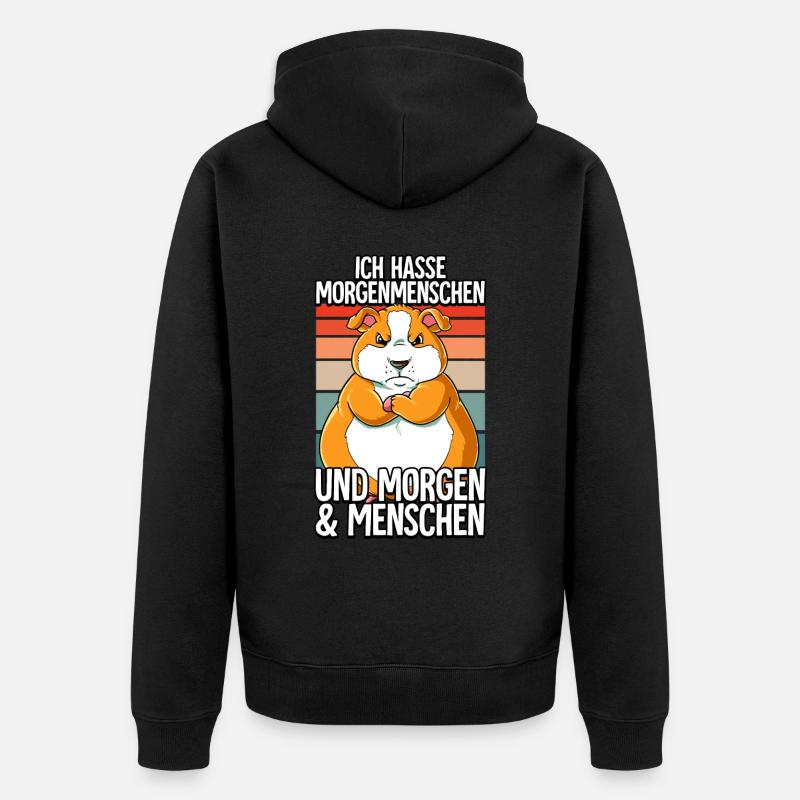 Ich Hasse Morgenmenschen Hamster - Unisex Premium Bio Zip Hoodie - Schwarz