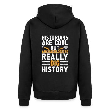 Archaeology - Unisex Premium Organic Zip Hoodie - black - Back - Nico (187cm)