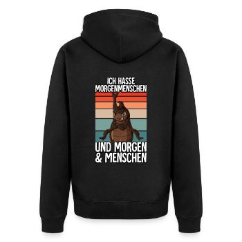 Ich Hasse Morgenmenschen Riesenkäfer - Unisex Premium Bio Zip Hoodie - Schwarz - Hinten - Nico (187cm)