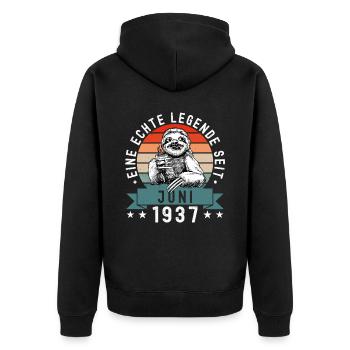 Faultier Geburtstag Juni 1937 Geboren Jahrgang - Unisex Premium Bio Zip Hoodie - Schwarz - Hinten - Nico (187cm)