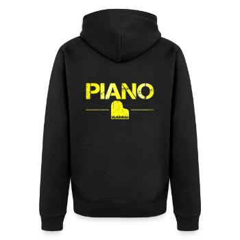 Klavier - Unisex Premium Bio Zip Hoodie - Schwarz - Hinten - Nico (187cm)