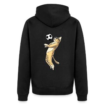 Football Player Cat Lovers Pet Kitten - Unisex Premium Organic Zip Hoodie - black - Back - Nico (187cm)