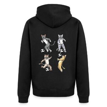 Chat amoureux du football Chaton de compagnie - Veste à capuche bio Premium Unisexe - noir - Dos - Nico (187cm)