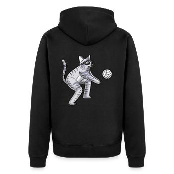 Drôle d’amoureux des chats Joueur de volley-ball Pet - Veste à capuche bio Premium Unisexe - noir - Dos - Nico (187cm)