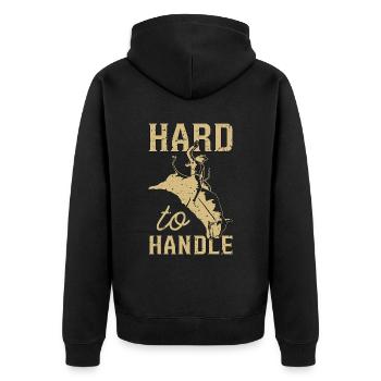 Bull Riding Hard To Handle Rodeo Clown Bull Rider - Unisex Premium Bio Zip Hoodie - Schwarz - Hinten - Nico (187cm)
