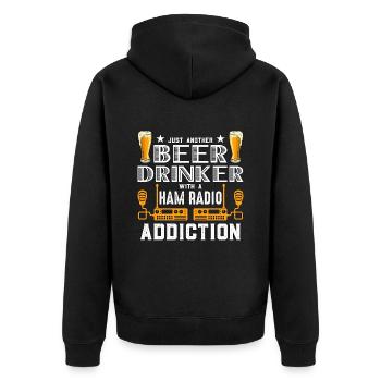 Ham Radio Just Another Beer Drinker Amateur Radio - Unisex Premium Bio Zip Hoodie - Schwarz - Hinten - Nico (187cm)