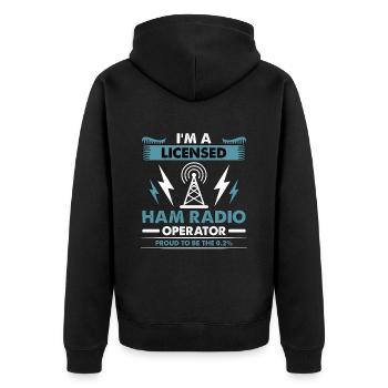 Ham Radio I'm A Licensed Ham Radio Antenna Channel - Unisex Premium Organic Zip Hoodie - black - Back - Nico (187cm)