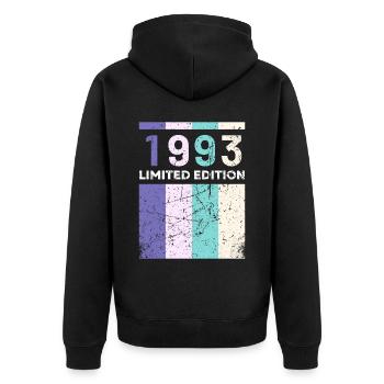 30 ans né en 1993 rétro 30e anniversaire - Veste à capuche bio Premium Unisexe - noir - Dos - Nico (187cm)