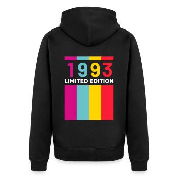 30 ans né en 1993 rétro 30e anniversaire - Veste à capuche bio Premium Unisexe - noir - Dos - Nico (187cm)