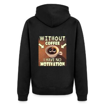 No motivation without coffee - Unisex Premium Organic Zip Hoodie - black - Back - Nico (187cm)