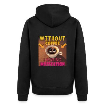 No motivation without coffee - Unisex Premium Organic Zip Hoodie - black - Back - Nico (187cm)