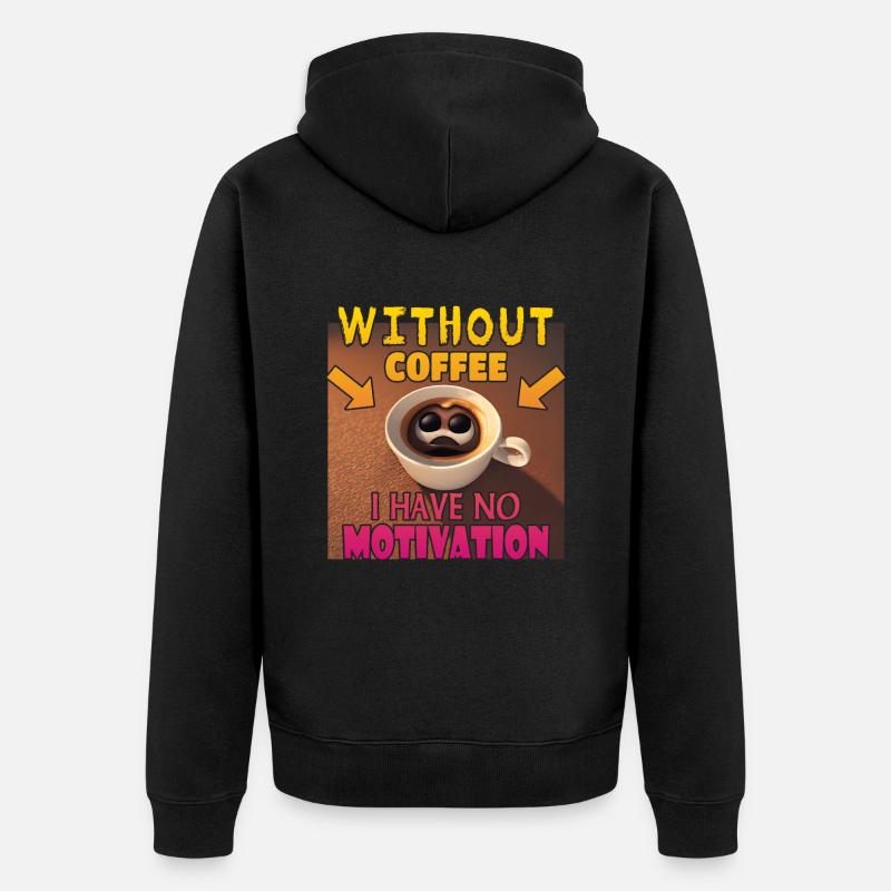 Pas de motivation sans café - Veste à capuche bio Premium Unisexe - noir