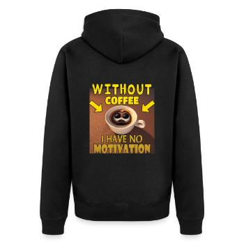 No motivation without coffee - Unisex Premium Organic Zip Hoodie - black - Back - Nico (187cm)