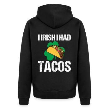 Irish I Was Gaming St Patrick's Day - Unisex Premium Organic Zip Hoodie - black - Back - Nico (187cm)