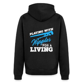 Pipe installation Pipe installer pipes - Unisex Premium Organic Zip Hoodie - black - Back - Nico (187cm)