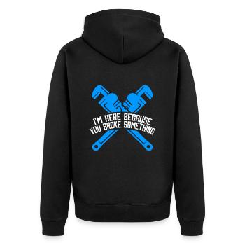 Funny pipe installation Pipefitter Pipes - Unisex Premium Organic Zip Hoodie - black - Back - Nico (187cm)