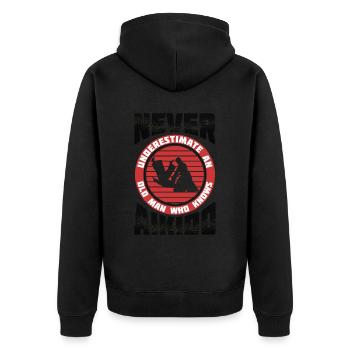 Aikido Old Man Japan Taekwondo Karate Martial Arts - Unisex Premium Organic Zip Hoodie - black - Back - Nico (187cm)