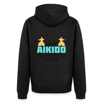 Aikido-lehrer Japan Taekwondo Karate Martial - Unisex Premium Bio Zip Hoodie - Schwarz - Hinten - Nico (187cm)