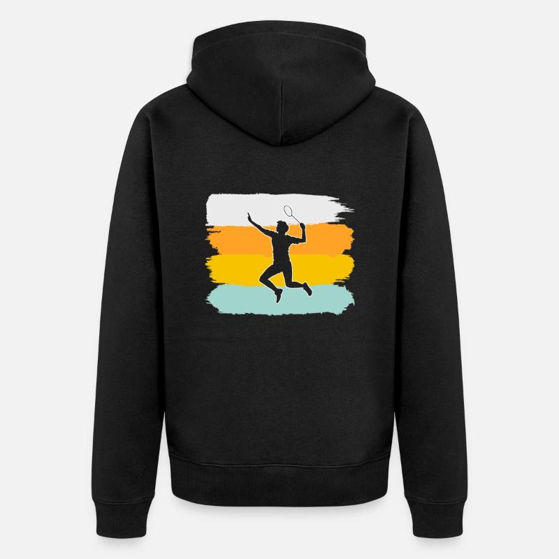 Badminton Retro - Unisex Premium Bio Zip Hoodie - Schwarz