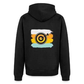 Dart Retro - Unisex Premium Organic Zip Hoodie - black - Back - Nico (187cm)