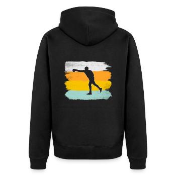 Boxen Retro - Unisex Premium Bio Zip Hoodie - Schwarz - Hinten - Nico (187cm)