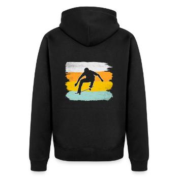 Skate Retro - Unisex Premium Organic Zip Hoodie - black - Back - Nico (187cm)