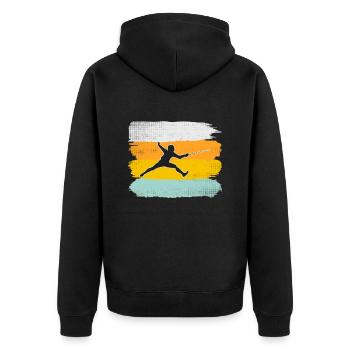 Fechten Retro - Unisex Premium Bio Zip Hoodie - Schwarz - Hinten - Nico (187cm)