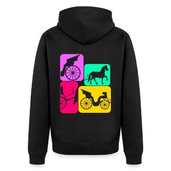 Kutsche Pferdekutsche retro Kutscher - Unisex Premium Bio Zip Hoodie - Schwarz - Hinten - Nico (187cm)