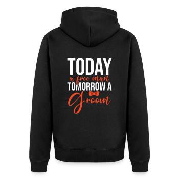 Stag Party | Bachelor Party | Groom - Unisex Premium Organic Zip Hoodie - black - Back - Nico (187cm)