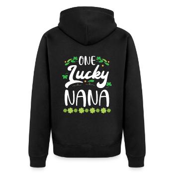 Ein glücklicher Nana Oma Granny St. Patricks Tag - Unisex Premium Bio Zip Hoodie - Schwarz - Hinten - Nico (187cm)
