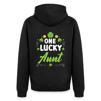 Eine glückliche Tante Irish Shenanigan St. Patricks Day - Unisex Premium Bio Zip Hoodie - Schwarz - Hinten - Nico (187cm)