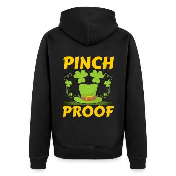 Pinch Proof St. Patricks Day Irish Pride Shamrock - Unisex Premium Organic Zip Hoodie - black - Back - Nico (187cm)