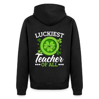 L’enseignant le plus chanceux de toute la Saint-Patrick - Veste à capuche bio Premium Unisexe - noir - Dos - Nico (187cm)