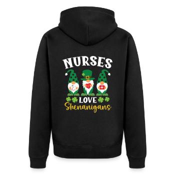 Krankenschwestern lieben Shenanigans St. Patricks Day Irisch - Unisex Premium Bio Zip Hoodie - Schwarz - Hinten - Nico (187cm)