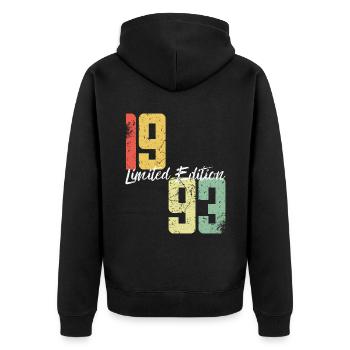 30 ans né en 1993 rétro 30e anniversaire - Veste à capuche bio Premium Unisexe - noir - Dos - Nico (187cm)