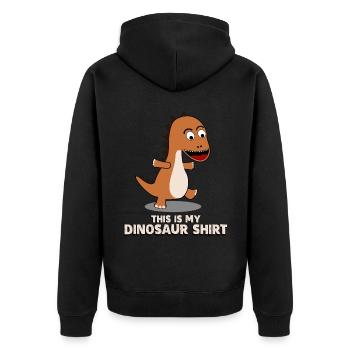 Dinos Dinosaurier - Unisex Premium Bio Zip Hoodie - Schwarz - Hinten - Nico (187cm)