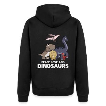 Dinos Dino Dinosaurier - Unisex Premium Bio Zip Hoodie - Schwarz - Hinten - Nico (187cm)