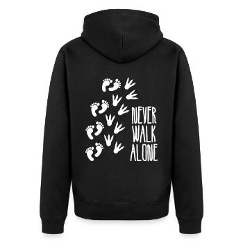 Dinos Fußabdrücke Dinosaurier Spuren - Unisex Premium Bio Zip Hoodie - Schwarz - Hinten - Nico (187cm)
