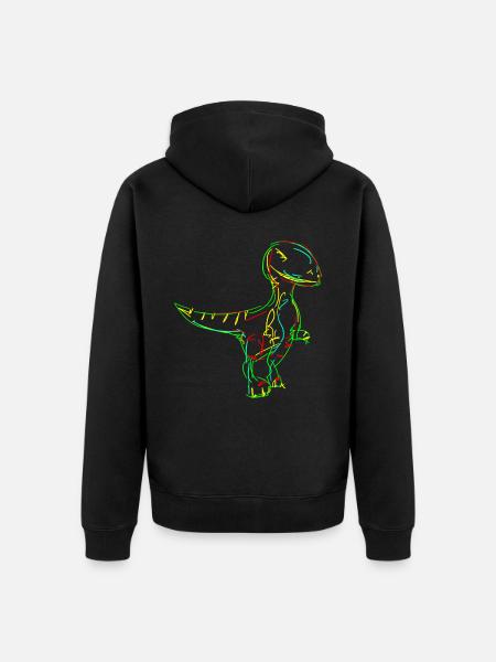 Dinos Velociraptor Dinosauro - Felpa con cappuccio ecologica premium unisex - nero