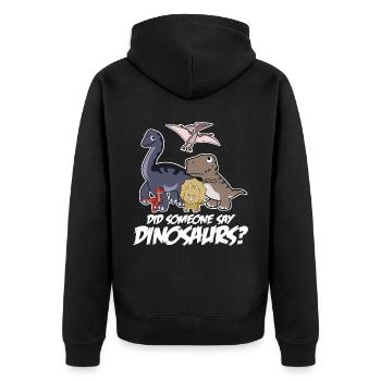 Dinosaurier Dinos Dino - Unisex Premium Bio Zip Hoodie - Schwarz - Hinten - Nico (187cm)