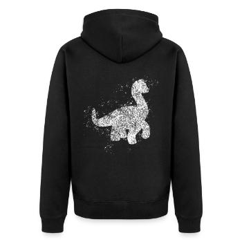 Dinosaurier Regen Dinos Dinosaur - Unisex Premium Bio Zip Hoodie - Schwarz - Hinten - Nico (187cm)