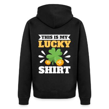 Shenanigan Shamrock St. Patricks Day Irish Pride - Unisex Premium Organic Zip Hoodie - black - Back - Nico (187cm)