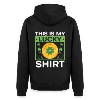 Shenanigan Shamrock St. Patricks Day Irish Pride - Unisex Premium Organic Zip Hoodie - black - Back - Nico (187cm)