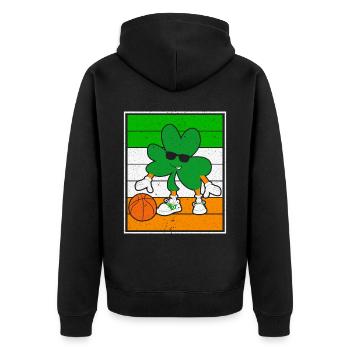Basketball Player St. Patrick's Day Irish Pride - Unisex Premium Organic Zip Hoodie - black - Back - Nico (187cm)