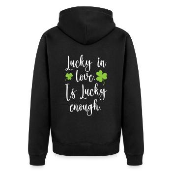 Shenanigan Shamrock St. Patricks Day Irish Pride - Unisex Premium Organic Zip Hoodie - black - Back - Nico (187cm)