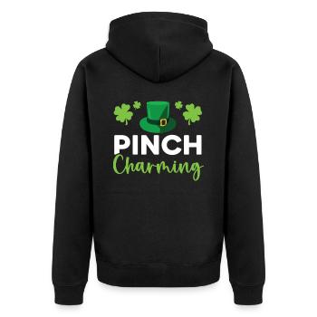 Pinch Charmantes Kleeblatt St. Patricks Tag Irisch - Unisex Premium Bio Zip Hoodie - Schwarz - Hinten - Nico (187cm)