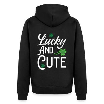 Lucky And Cute Shamrock St. Patricks Day Irlandais - Veste à capuche bio Premium Unisexe - noir - Dos - Nico (187cm)