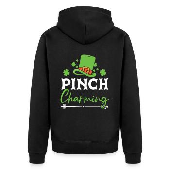 Pinch Charming Shamrock St. Patricks Day Irish - Unisex Premium Organic Zip Hoodie - black - Back - Nico (187cm)